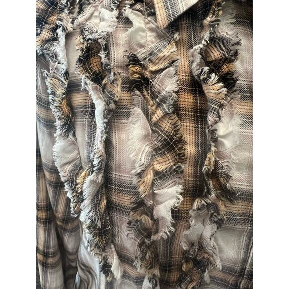 Seven7 SZ 14/16 Plaid Ruffle Western Pearl Button Up Shirt Cowgirl Yellowstone - Picture 4 of 10